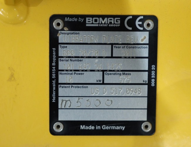 2011 Bomag BPR70/70De VK9851 | Grondverdichting | Trilplaat